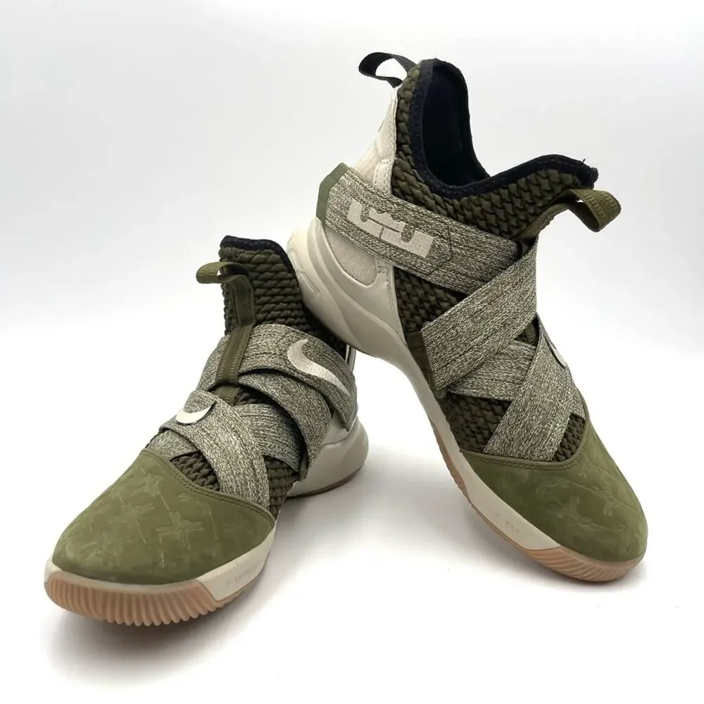 NIKE LeBron Soldier XII EP Olive Canvas High Cut A02609-300 size 7.5 basketball